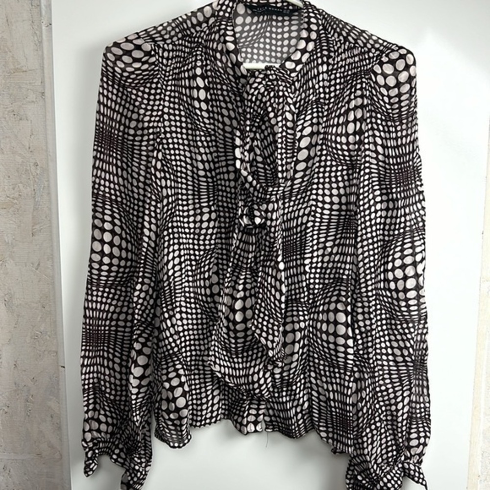 Zara tie bow button front blouse‎ sz XS